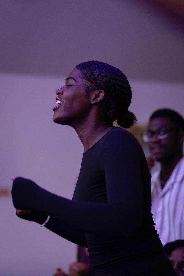 Worship vocalist performing